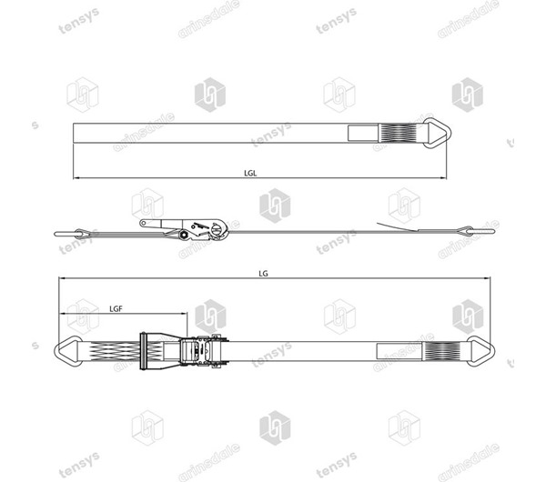 Tensys® · 50mm · 4000daN · LWH · Ratchet Lashing System · Delta Rings