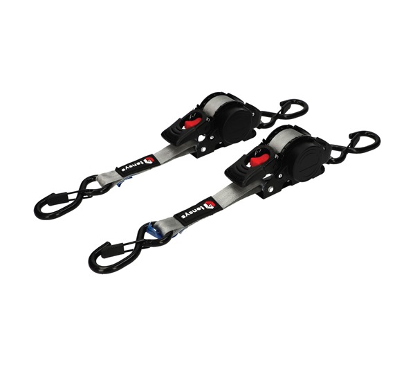 25mm Wide Auto-Retract Ratchet Tie Down Straps (2-Pack)
