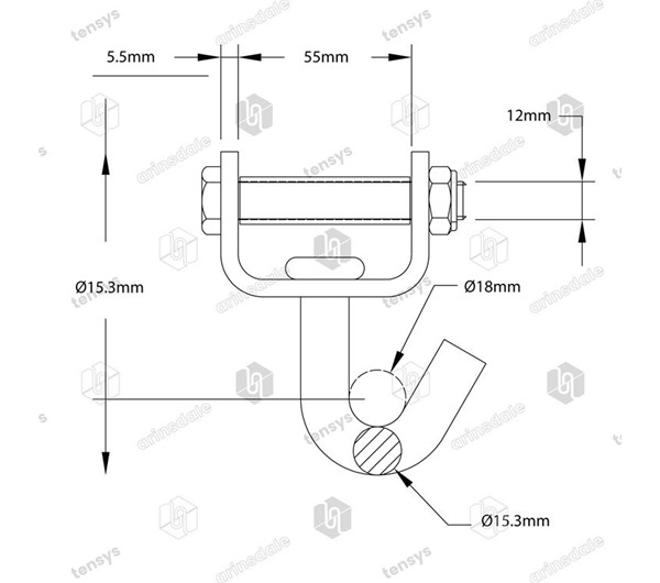 Tensys® · 50mm · 5000daN · Swivel Hook for Strap
