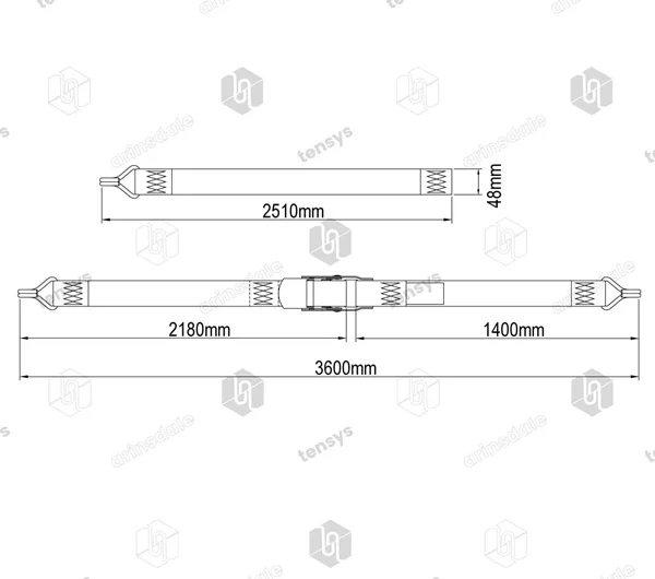 50mm · 700daN · OB · Box Van Internal Strap · Claw Hooks
