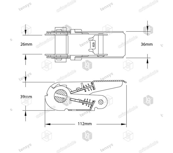 Tensys® · 25mm · 800daN · Pressed Handle Ratchet · PH