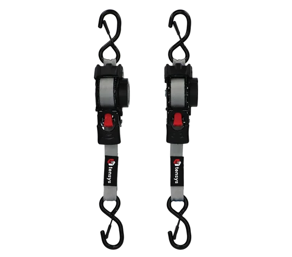 25mm Wide Auto-Retract Ratchet Tie Down Straps (2-Pack)
