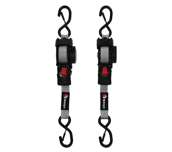 Auto-Retract Ratchet Tie Down Straps (2-Pack)