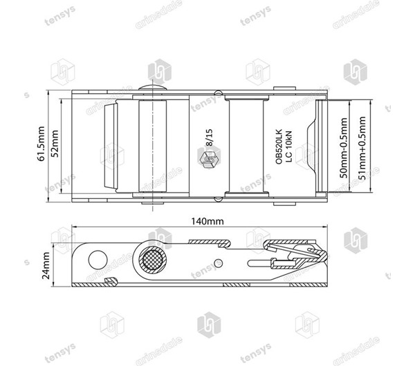 Tensys® · 50mm · 2000daN · Overcentre Buckle - Locking
