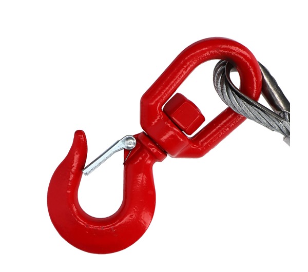 Winch Wire Ropes · 2T Red Swivel Hook Complete with Safety Catch