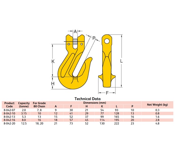 Yoke 8-042 G80 Clevis Grab Hook