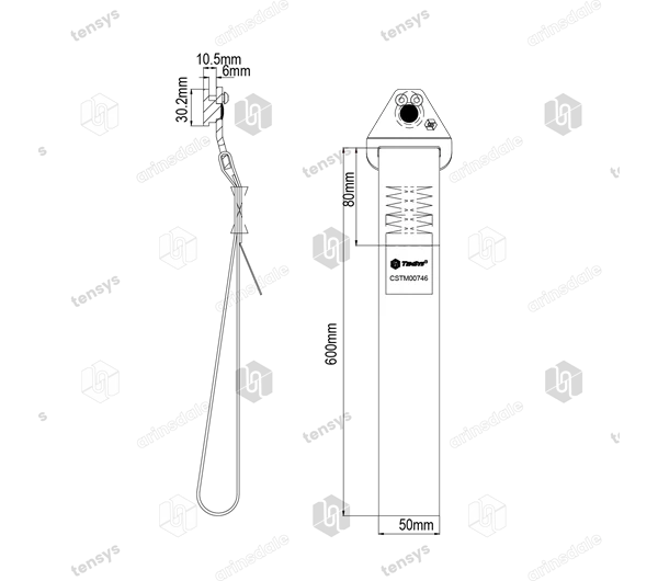 Rear Grab/Pull Up Strap with Captive Endfitting for 25mm Round Hole Anchor Track