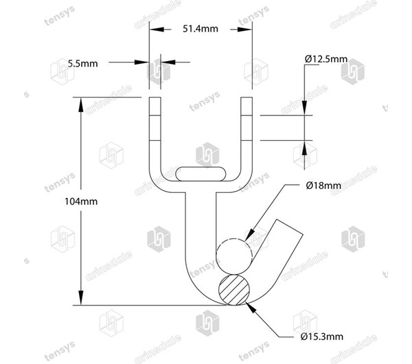 Tensys® · 50mm · 5000daN · Swivel Hook for Ratchet