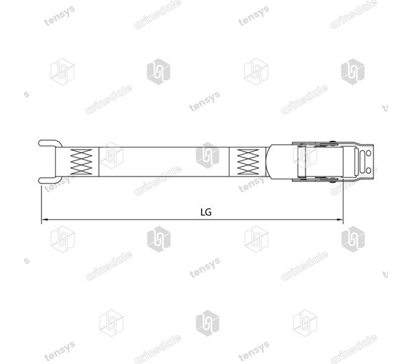 Tensys® · 50mm · Curtainside Bottom Strap Assembly · Closed Rave Hook + OC Buckle