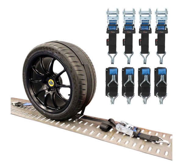 4 Pack - 50mm x 3.5m Black Overwheel Lashing Strap