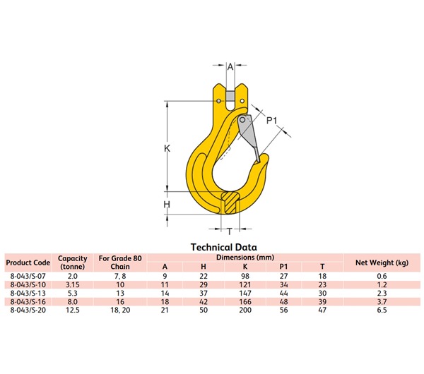 Yoke 8-043S G80 Clevis Sling Latch Hook