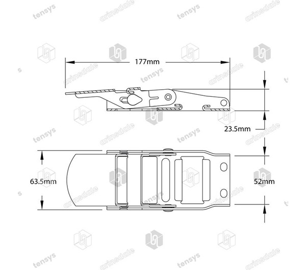  Tensys® · 50mm · 750daN · Stainless Overcentre Buckle - Clip Closure