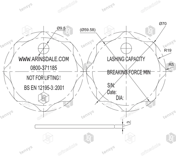Tensys | LCTAGSS | Stainless Steel ID Tag for Lashing Chains