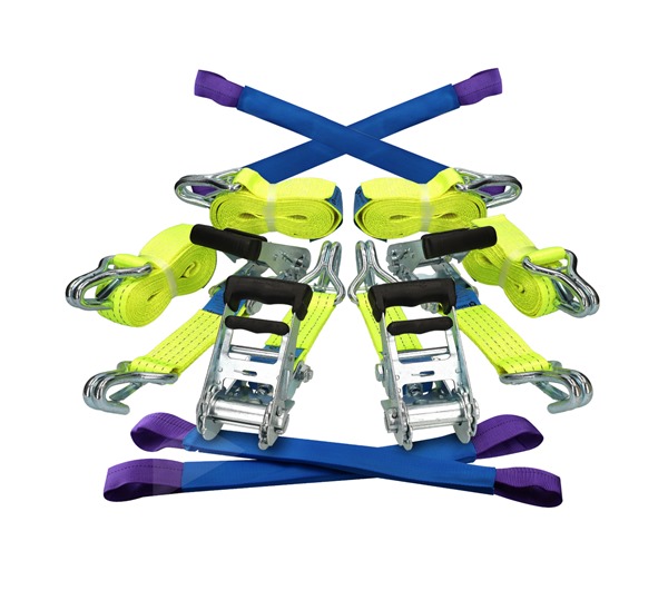 Hi vis 50mm wide car transporter ratchet tensioner straps