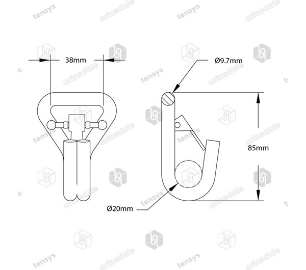 Tensys® · 35mm · 3000daN · Claw Hook with Safety Catch