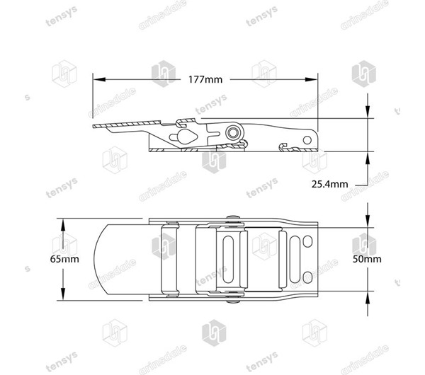 Tensys® · 50mm · 700daN · Overcentre Buckle - Clip Closure