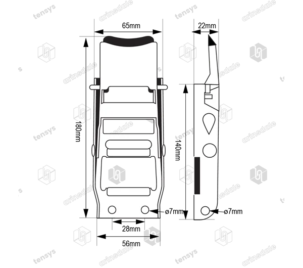 48mm - Pozi-Plas Stainless Steel Over Centre Buckle - Locking