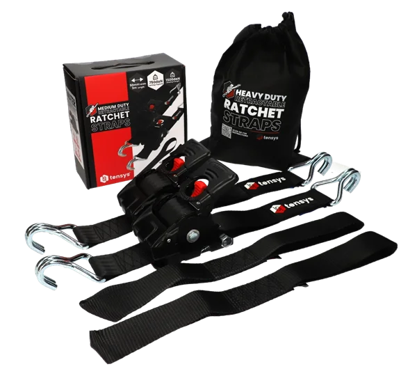 50mm Retractable Ratchet Straps (2-Pack) – Heavy Duty Auto Self-Retracting Tie Down Straps