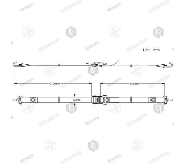 50mm · 2000daN · Box Van Internal Strap · Dual Endfittings
