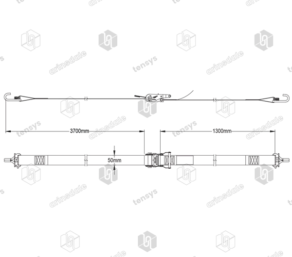 50mm · 2000daN · Box Van Internal Strap · Dual Endfittings