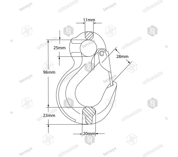 Tensys® · Yoke · 7/8mm · Grade 8 · Eye Sling Hook · 2.0 Tonne WLL