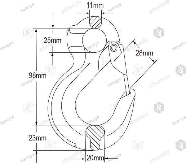 Yoke · 7/8mm · Grade 8 · Eye Sling Hook · 2.0 Tonne WLL