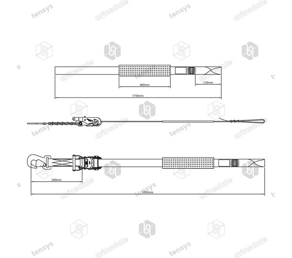 Tensys® · 35mm · 2000daN · Motorcycle Recovery Strap · Flat Snap Hook + Twisted Loop