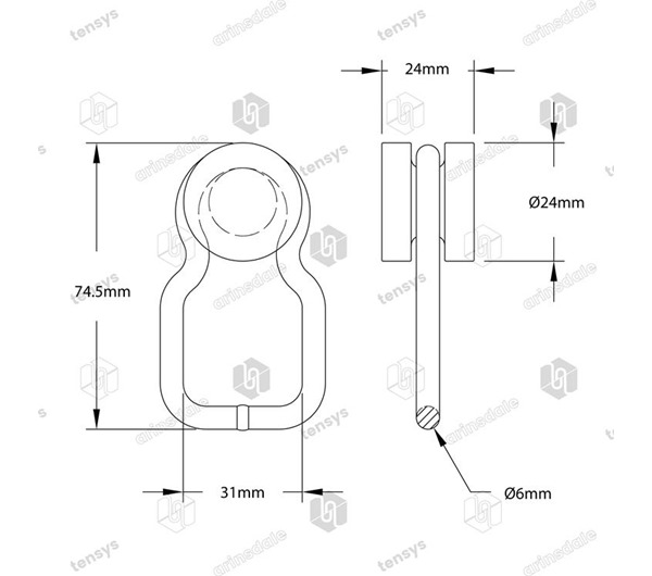 Tensys® · Bobbin Roller with Waisted Ring · Red