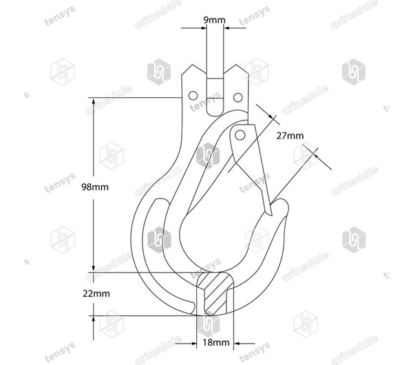 Eye Sling Hooks ·Xona · 7/8mm · Grade 8 · 2.0 Tonne W