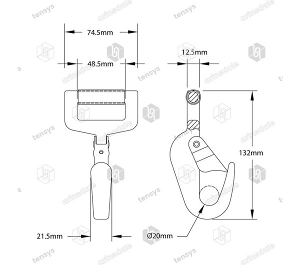 Tensys® · 50mm · 5000daN · Forged Twisted Snap Hook