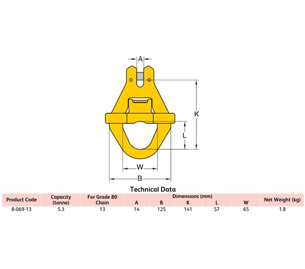 Yoke 8-069 G80 Clevis Container Link
