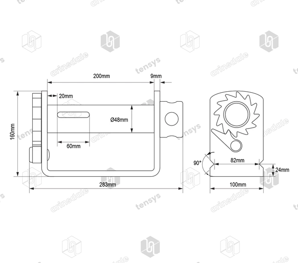 50mm · 5000daN · Lashing Winch - Weld on/Bolt On · WNH