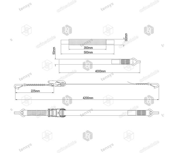 Hi vis 50mm wide car transporter ratchet tensioner straps