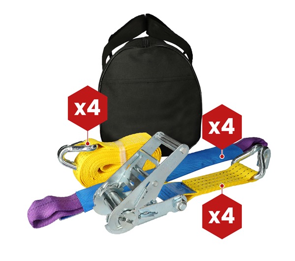 4 pack of 50mm wide car transporter ratchet straps