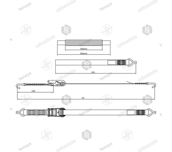 50mm · 4000daN · NH · Car Transporter Strap - Soft Eye · Claw Hooks