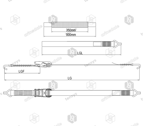 50mm · 4000daN · NH · Car Transporter Strap - Soft Eye · Claw Hooks