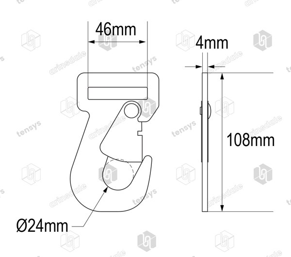 45mm · 2300daN · Flat Snap Hook