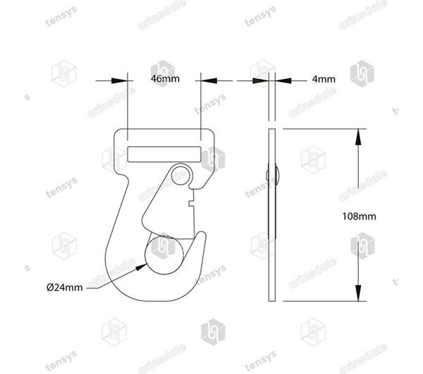Tensys® · 45mm · 2300daN · Flat Snap Hook