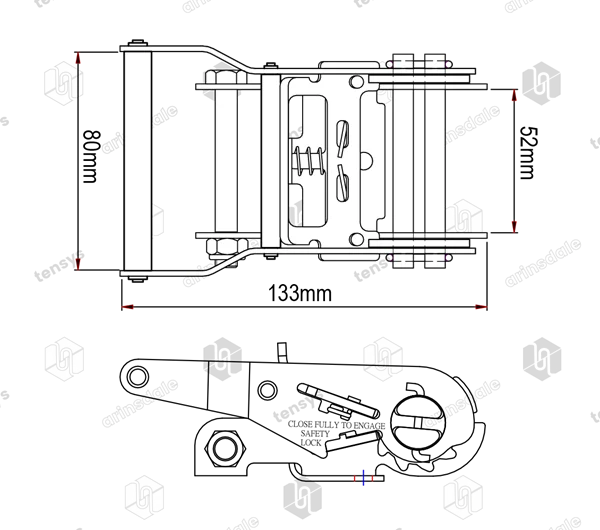50mm · 2000daN · Wide Handled Ratchet · WH