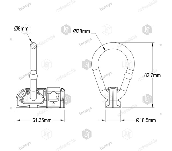 Double Stud Captive Fitting for Aluminium Track 2300daN (kg)