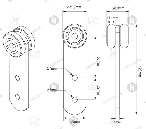 Side Curtain Rollers · 31.9mm