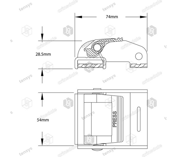 Tensys® · 50mm · 1200daN · CB · Cam Buckle
