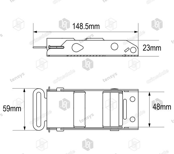 45mm · 1000daN · Stainless Overcentre Buckle - Locking