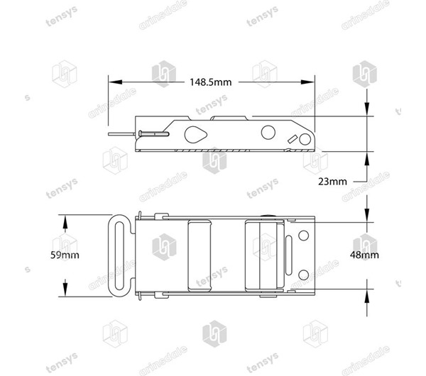 Tensys® · 45mm · 1000daN · Stainless Overcentre Buckle - Locking