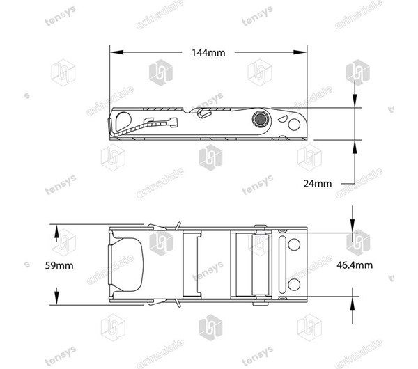 Tensys® · 50mm · 1000daN · Stainless Overcentre Buckle - Locking - Boalloy Type
