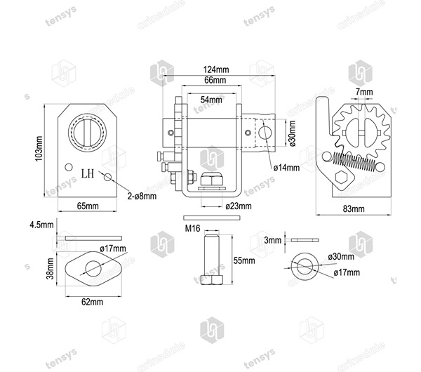 50mm · 5000daN · Winch Bollard - LH · WNH