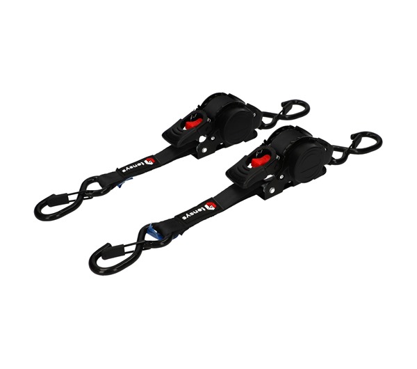 25mm Wide Auto-Retract Ratchet Tie Down Straps (2-Pack)
