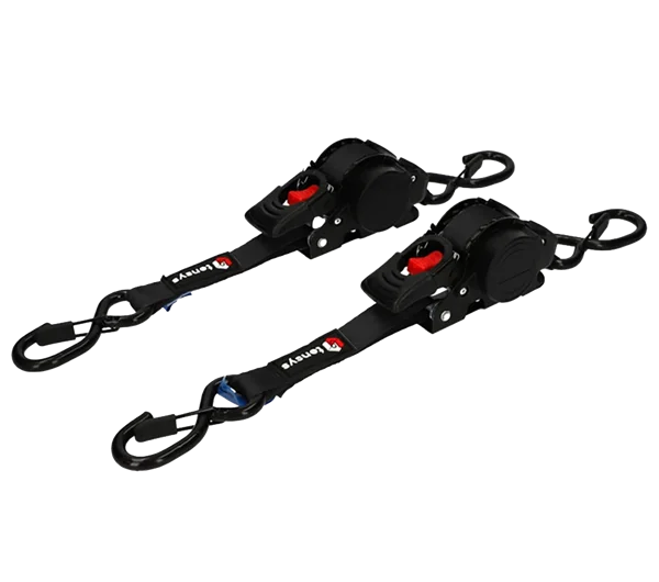 25mm Wide Auto-Retract Ratchet Tie Down Straps (2-Pack)