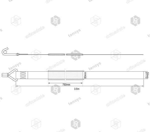Blue · 50mm · 3.5 metre Strap · Cranked Claw Hook with Gripper Tyre Sleeve