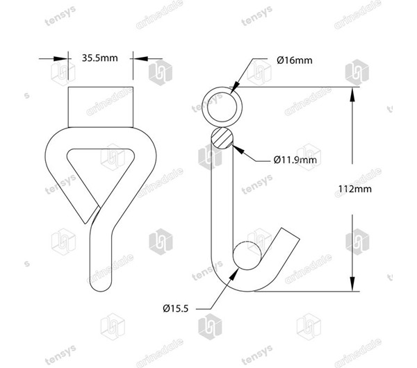 Tensys® · 35mm · 3000daN · Claw Hook - Single + Tube